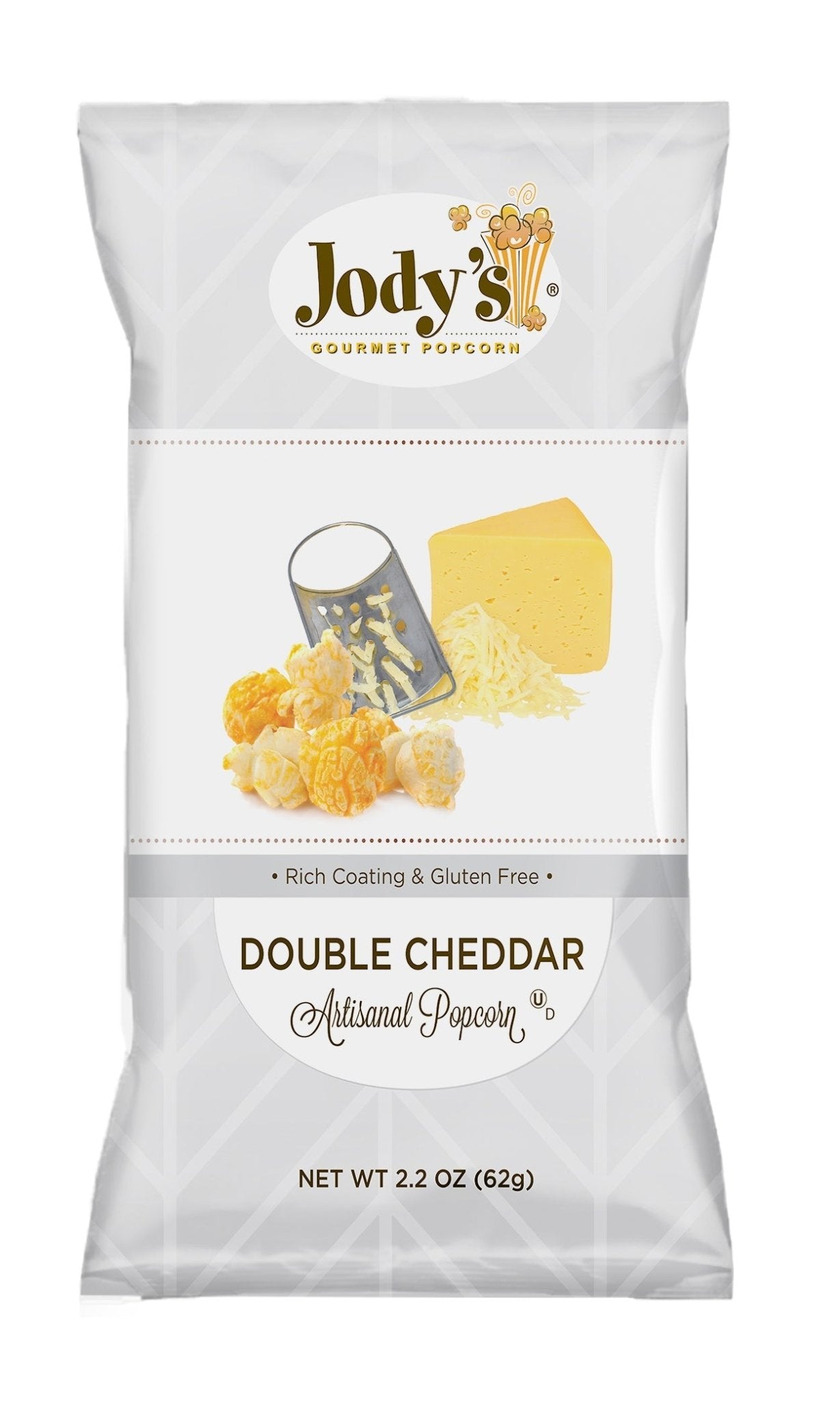 Double Cheddar Regular Foil Bag - 12 Count - Jody's Popcorn