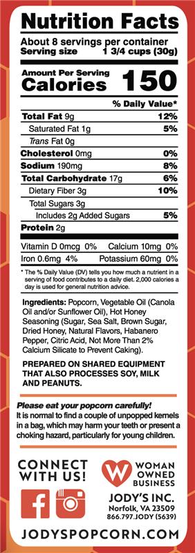 Simply Thin Popcorn Hot Honey - Jody's Popcorn