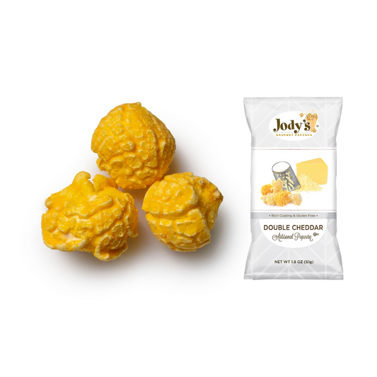 Double Cheddar Popcorn Foil Bag, 1.8oz Jodys Popcorn
