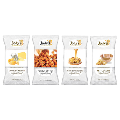 Caramel Corn, Double Cheddar, Peanut Butter & Kettle Corn Mailer Jodys Popcorn