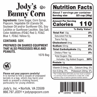 Bunny Corn - Clear Bag - 12 bags - Jody's Popcorn