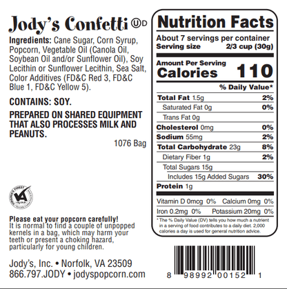 Confetti Regular Bag - 12 Count - Jody's Popcorn