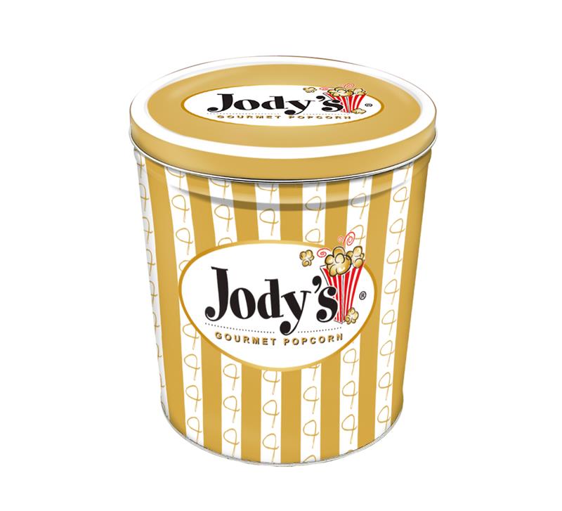 Gold and White Stripe Tin - Jody's Popcorn