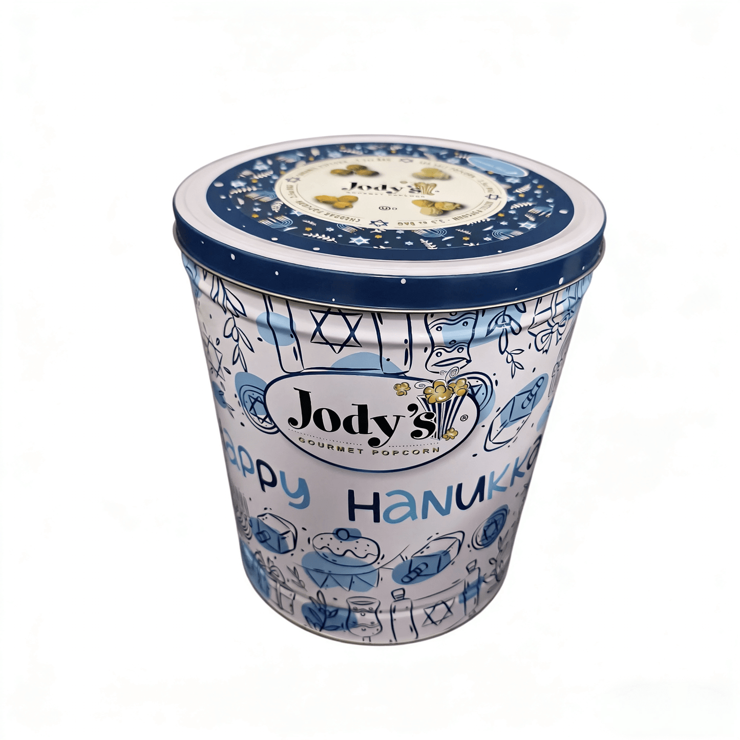 Happy Hanukkah Popcorn Tin - Jody's Popcorn