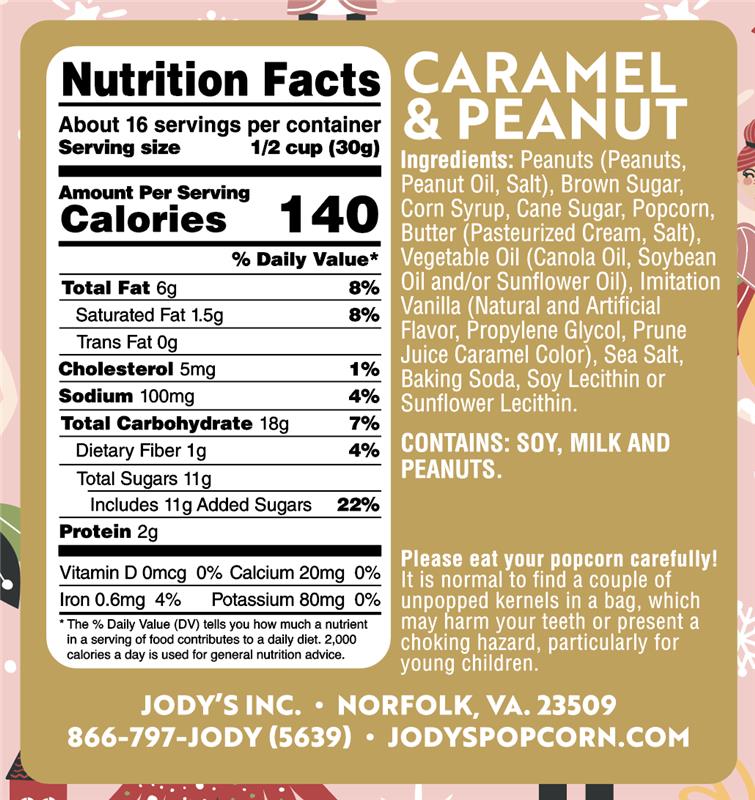 Jody’s Gourmet Popcorn Caramel & Peanut – Nutcracker Crunch Holiday Popcorn, Sweet & Salty Caramel Peanut Popcorn, Christmas Snack, Giftable Treats – 3 Pack Bundle - Jody's Popcorn