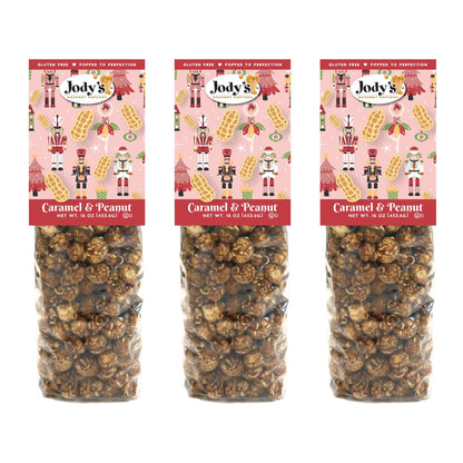 Jody’s Gourmet Popcorn Caramel & Peanut – Nutcracker Crunch Holiday Popcorn, Sweet & Salty Caramel Peanut Popcorn, Christmas Snack, Giftable Treats – 3 Pack Bundle - Jody's Popcorn