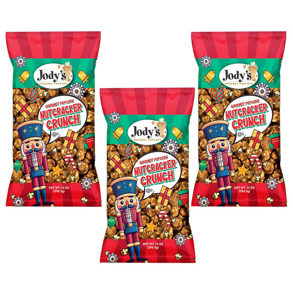 Jody’s Gourmet Popcorn Nutcracker Crunch – Holiday Caramel Popcorn – Sweet Crunchy Christmas Snack, Festive Treats, Giftable Gourmet Popcorn – 3 Pack Bundle - Jody's Popcorn