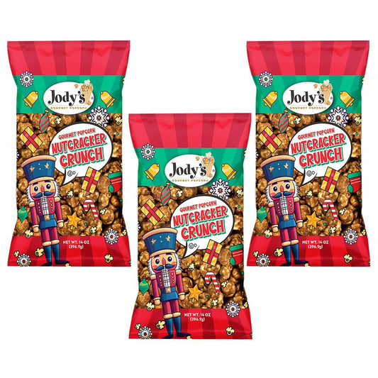 Jody’s Gourmet Popcorn Nutcracker Crunch – Holiday Caramel Popcorn – Sweet Crunchy Christmas Snack, Festive Treats, Giftable Gourmet Popcorn – 3 Pack Bundle - Jody's Popcorn