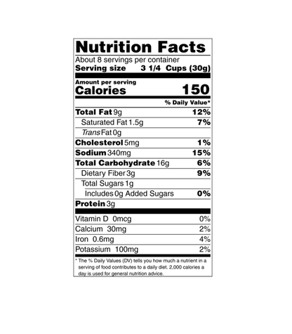 Simply Thin White Cheddar Nutritional Info - 8 pack - Jody's Popcorn