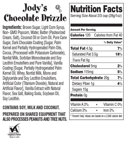 Chocolate Drizzle Popcorn Jodys Popcorn